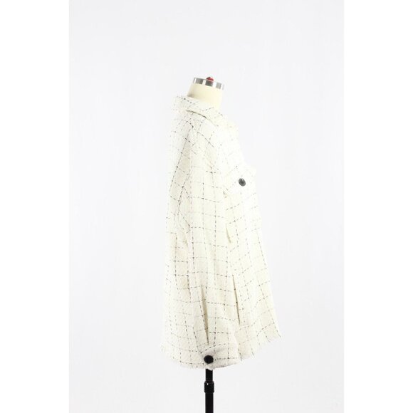 NWOT ZARA White Check Plaid Boucle Tweed Oversized Shirt Jacket Shacket, Size XS - Picture 2 of 16